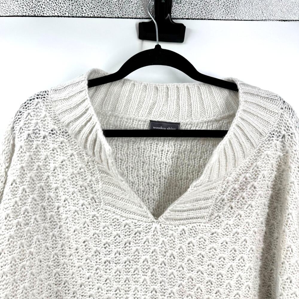 Wooden Ships Oversized Sweater S M Chunky Open Knit Mohair Wool Preppy Nautical - Picture 2 of 7